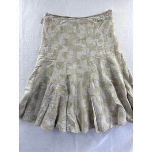Women’s Per Una Beige & Brown Bubble Patterned Pleated Skirt Sz 12